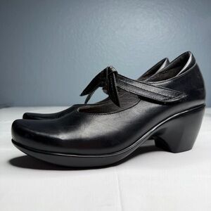 Naot Pleasure Black Leather Mary Jane Block Heel Shoes Comfort Women 9.5 EU 41